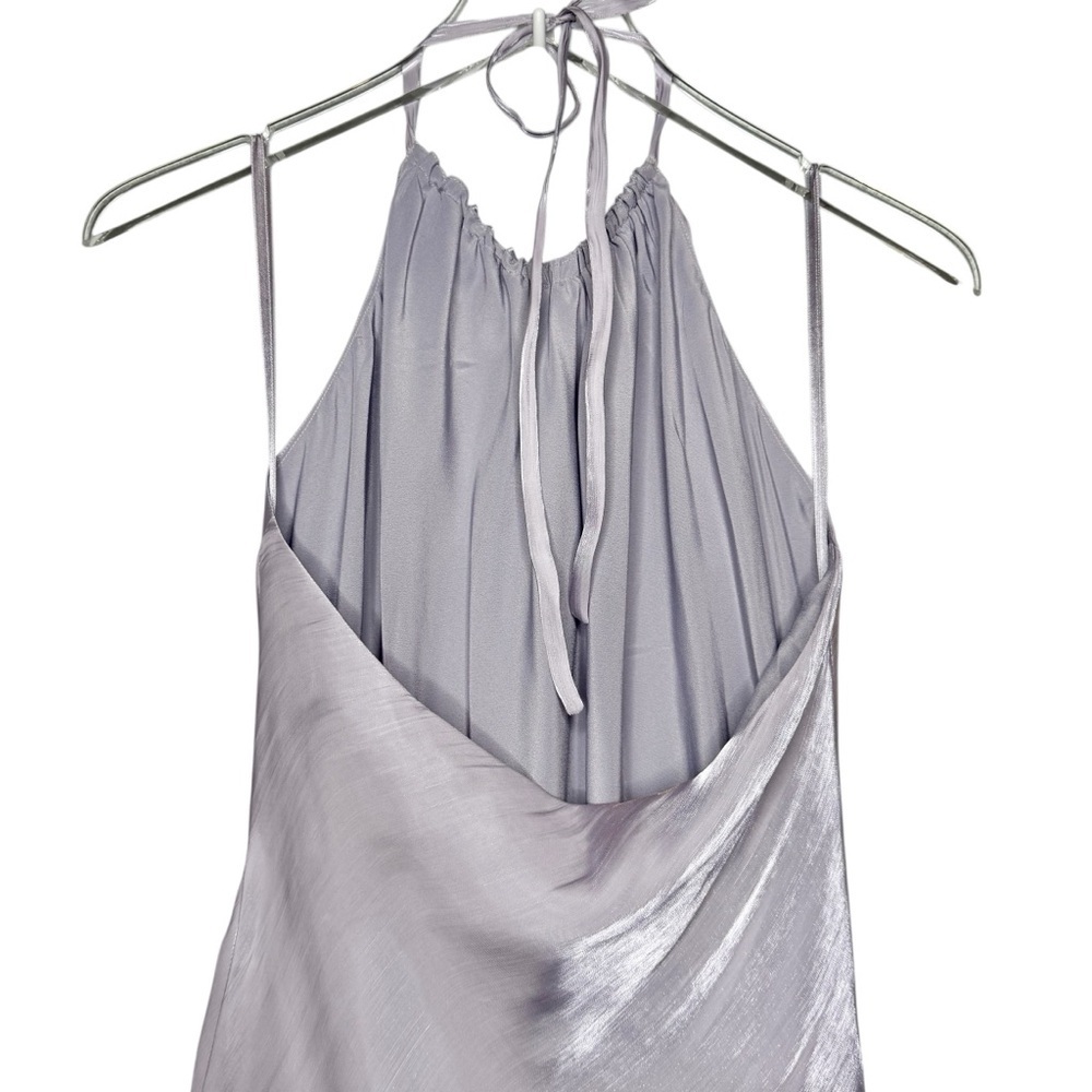 House of Harlow 1960 Lavender Satin Halter Maxi Dress M Lilac Slip Wedding Guest - Picture 10 of 11